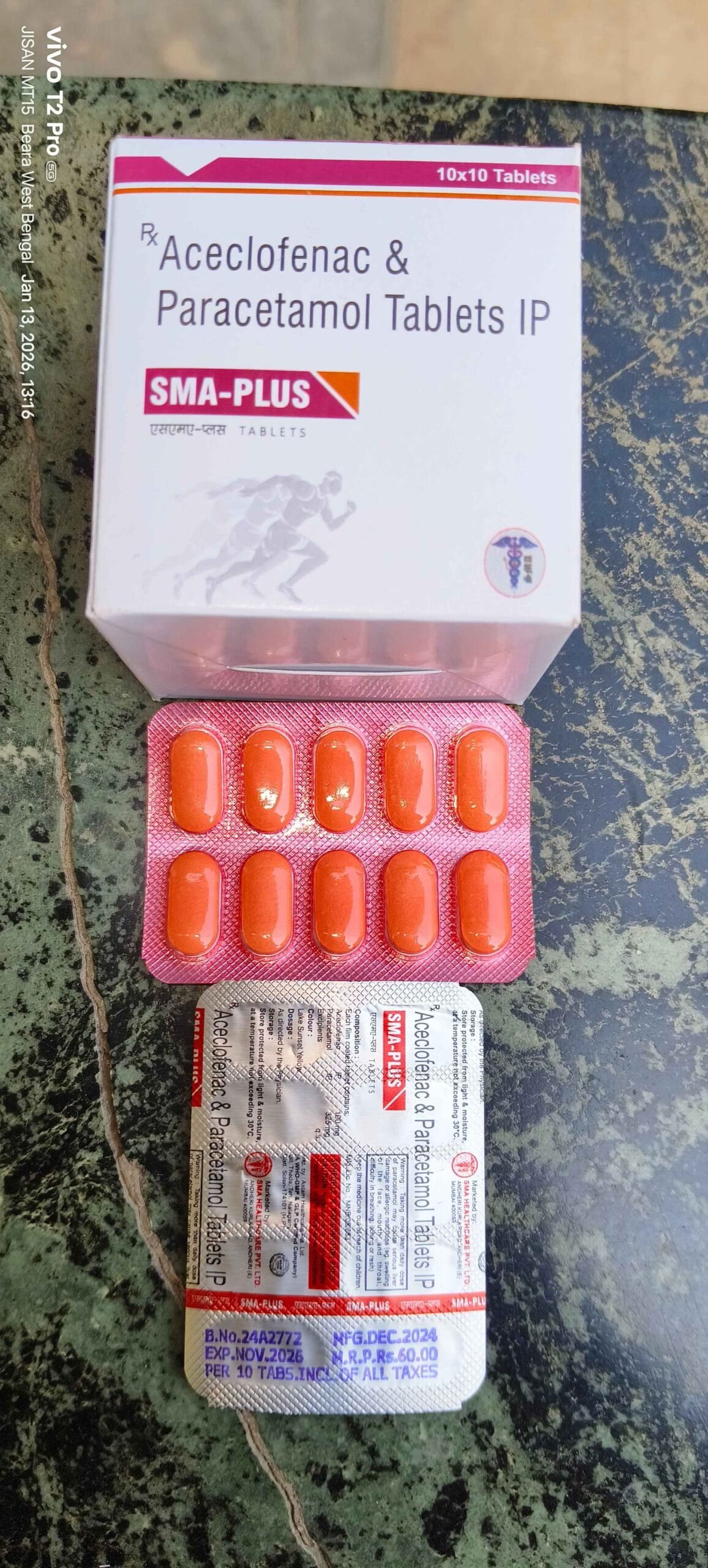 Aceclofenac & Paracetamol IP Tablets (SMA-PLUS)